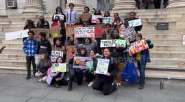 Chants at Fridays For Future climate strike in New York, USA