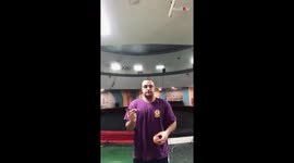 Juggler realizes he shouldn't be so careless while playing with darts