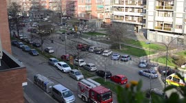 Bomb alarm for a suspicious suitcase abandoned near the bus stop