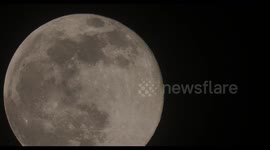 Worm Moon seen close-up in 4k above Kent, UK