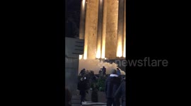 Riot police use water cannons and tear gas on protesters in Tbilisi