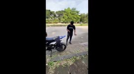 Double Fail in East Jakarta: Motorbike Accident Leads to Funny Concrete Slab Collapse