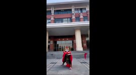 Chinese university student performs magical face-changing trick during martial arts performance