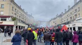 People took to the streets of Caen, France to protest against pension reform