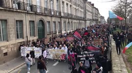 March against pension reform held in Nantes, France