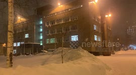 extreme  snowy winter in cold ,climate change Russia