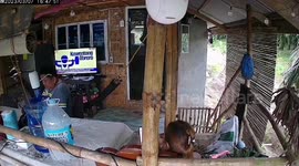 Husband rushes to secure TV as powerful earthquake shakes home in the Philippines