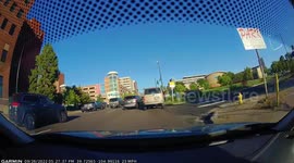 Close Call: Grey SUV Tries to Overtake Gold Van Amid Busy Traffic