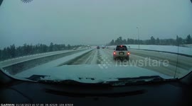 Close Call: Car Starts Hydroplaning on Snow Covered Road in Colorado