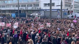 Demonstration over train tragedy in central Athens, Greece