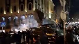Police presence at the protest in Tbilisi, Georgia