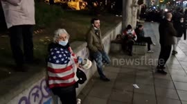 Elderly woman at the protest in Tbilisi, Georgia