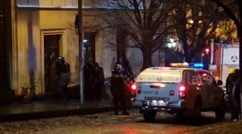 Police are getting sick from tear gas during protest in Tbilisi, Georgia