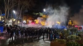 Huge number of police at the protest in Tbilisi, Georgia