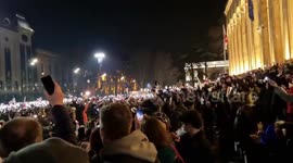 Sea of lights at the protest in Tbilisi, Georgia