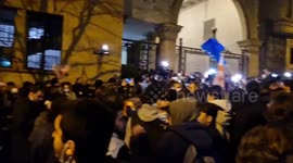 People surround parliament during protest in Tbilisi, Georgia
