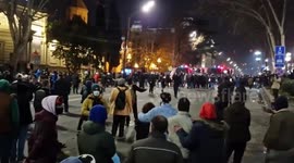 Police turns on warning sound during protest in Tbilisi, Georgia