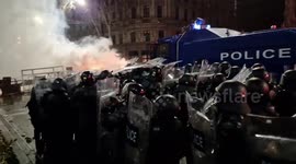 Use of water cannons at the protest in Tbilisi, Georgia