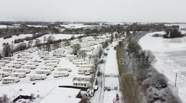 Snowy scenes in Ripon, North Yorkshire, UK, captured from the air. Video 2