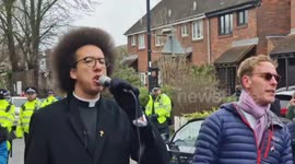 Protesters and counter-demonstrators turn up for non-existent drag event in south-east London