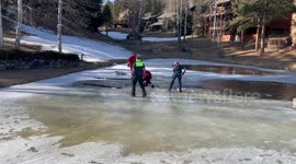 Firefighters rescue elk that fell through frozen pond in Colorado