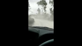 Ash rain following eruption of volcano Mount Merapi in Indonesia