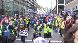 Protesters chant Match of the Day theme in support of Gary Lineker during NHS rally in London