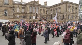 Hundreds of pro life supporters gathered in Custom House Square to protest against abortion legislation in Northern Ireland and elsewhere. The protest and rally had been organised by Rally for Life, an anti abortion charity.