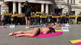 Protest against bullfighting held in Valencia, at the gates of the town hall