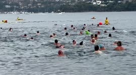 'World's largest' nude swim sees skinny-dippers race around Sydney Harbour, Australia