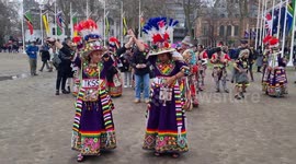 Bolivian traditional dancers who supported the Mayor of London's St. Patrick's Day parade explain their culture and why they were there today
