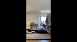 Baby girl adds joy to mom's workout routine with her adorable antics *Stretching & Snuggling*