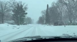 Driving through snowy Wisconsin as winter storm continues