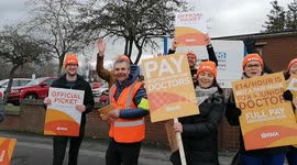 Young doctors strike Warrington picket line