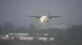 Scary! Plane rocks from side to side landing at Birmingham Airport in Storm Larisa 50mph winds and torrential rain
