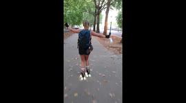 Roller-skater gets taken out by the 'Chuck Norris of twigs' on her way to Buckingham Palace