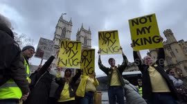 Not my king protest outside Westminster abbey, London, uk