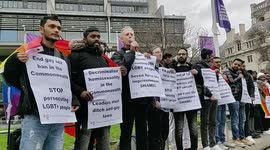Africa Equality protest against Commonwealth homophobia, during King Charles III attends Commonwealth meeting, London, UK