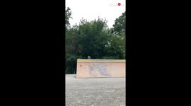 Skateboarder gets FOLDED while trying out a CRAZY trick on a spine ramp