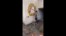 Indian village simple wall marriage painting art. Beautiful Wedding wall Painting