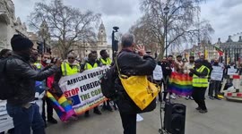 Peter Tatchell holds LGBT+ protest as Commonwealth Day service takes place