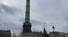 Youth joins demonstration against pension reform in Paris, France