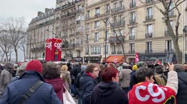 Protest against pension reform in Paris, France