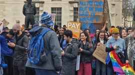 Crowds of striking junior doctors and NHS supporters bring protest to Rishi Sunak's door