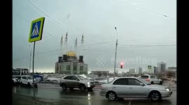 Mosque spire collapses in Russia as strong winds blow