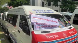 Public van drivers stage protest demanding raise in vehicle age limit in Thailand