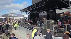 Punters Enjoying The Guinness Village At Cheltenham Festival
