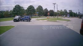 Reckless Driving: Blue Jeep Sideswipes a Ford 150 Pick-Up Truck at Intersection