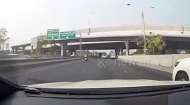 Two trucks collide along highway in Thailand