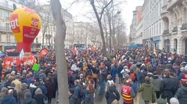 People took to the streets to protest against pension in Paris, France